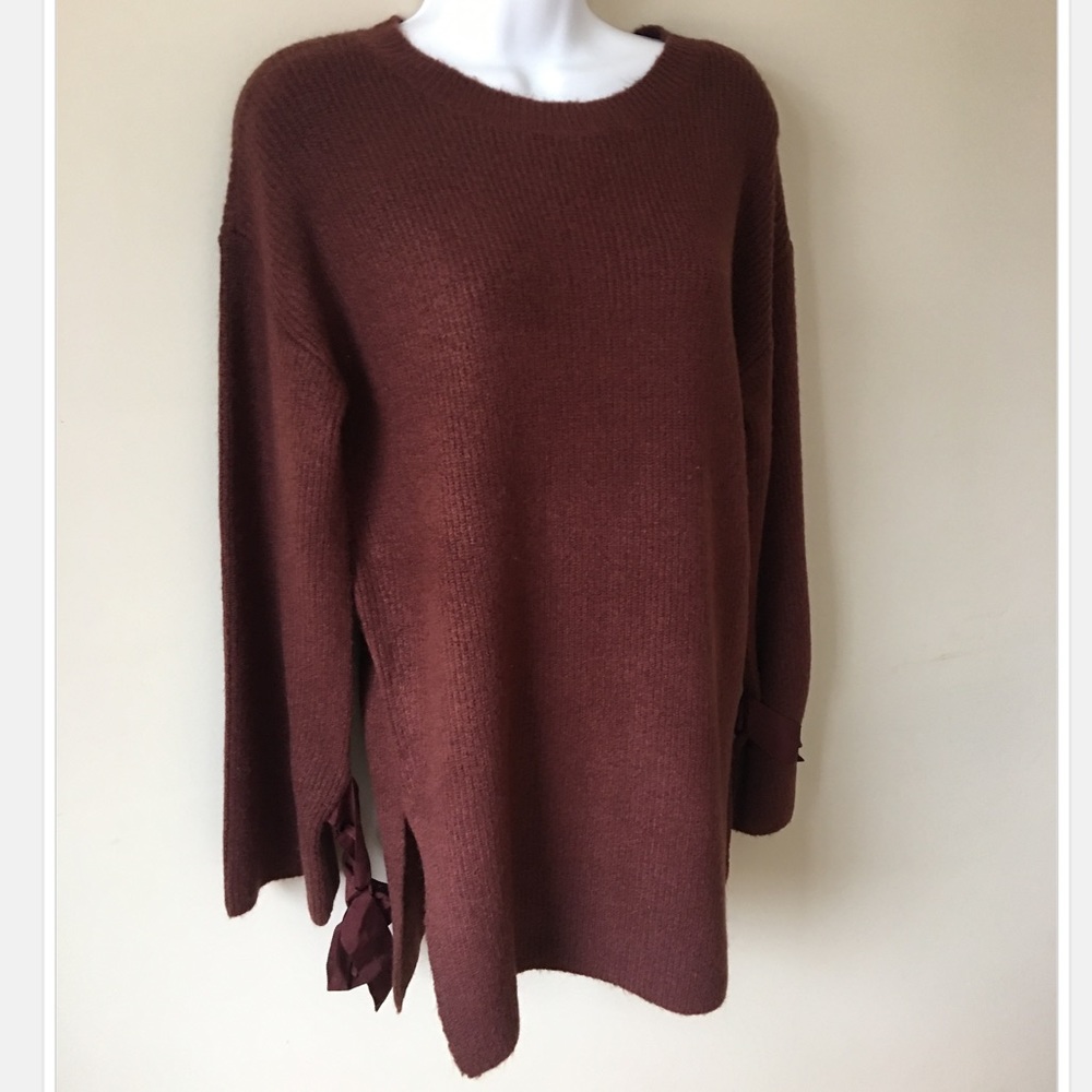 Burgundy/Rust Sweater with Wrist Bows